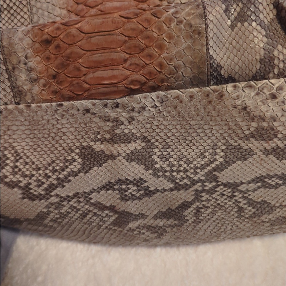 Prada Tan and Brown Snake Print Satchel - Picture 7 of 12